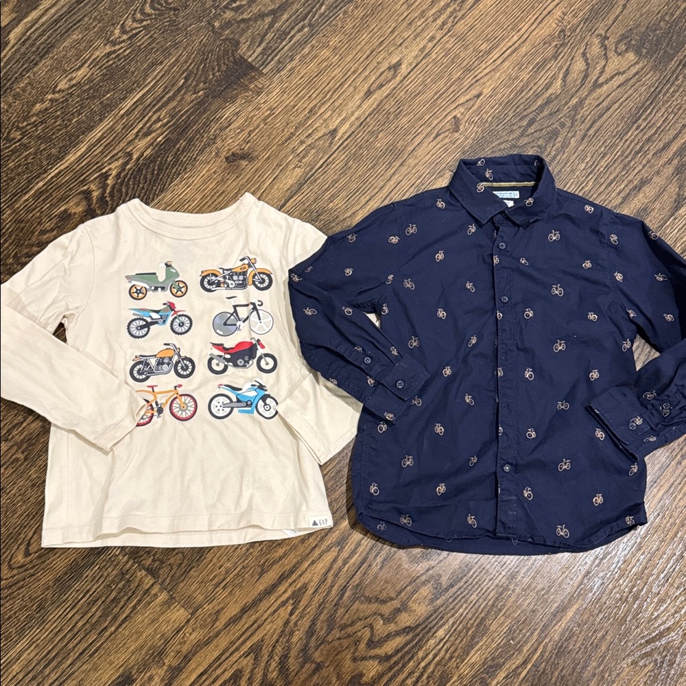 Motorcycle/Bicycle Print Shirt Set